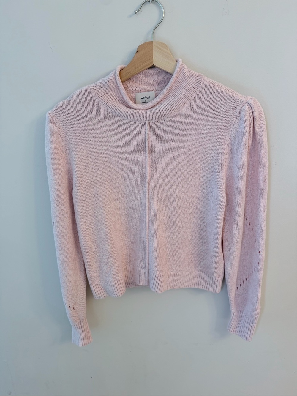 Wilfred chenille Soft Pink rolled Mock Neck Sweater